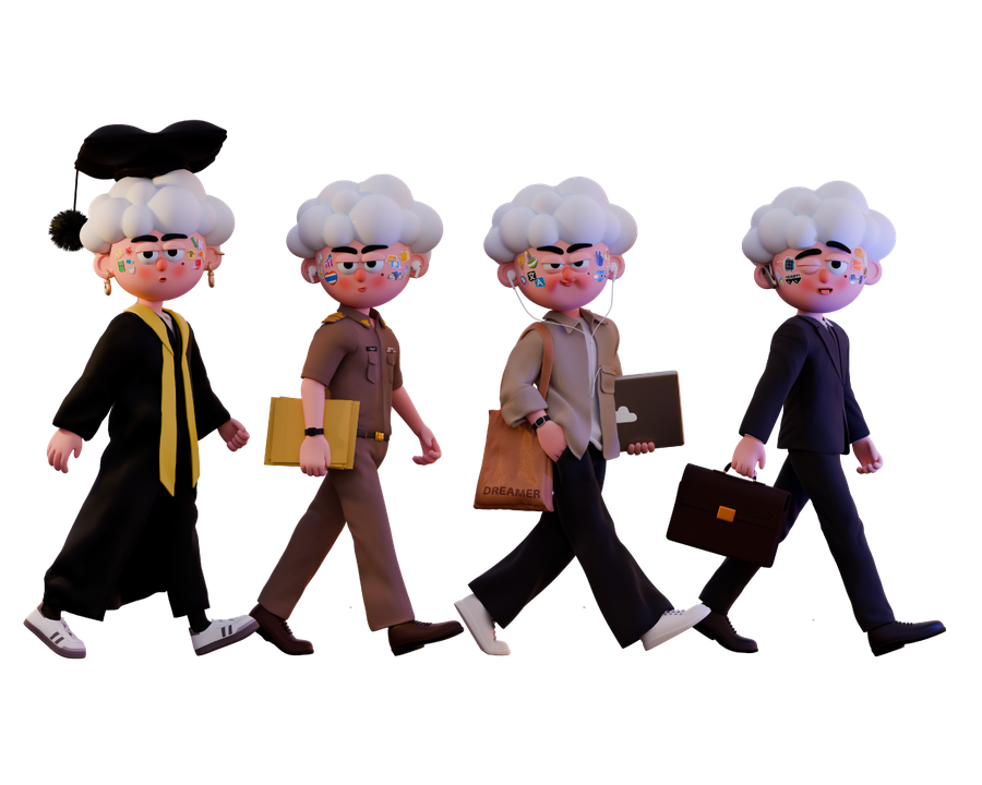 Dreamer character at different life stages